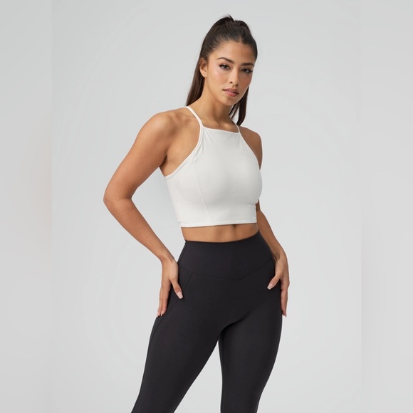 Buffbunny Collection Other - NWT Buffbunny Ivy Crop Sports Bra White Energy Fabric Size Medium Lattice Back